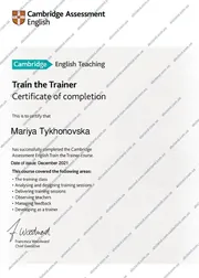 Train the Trainer certificate